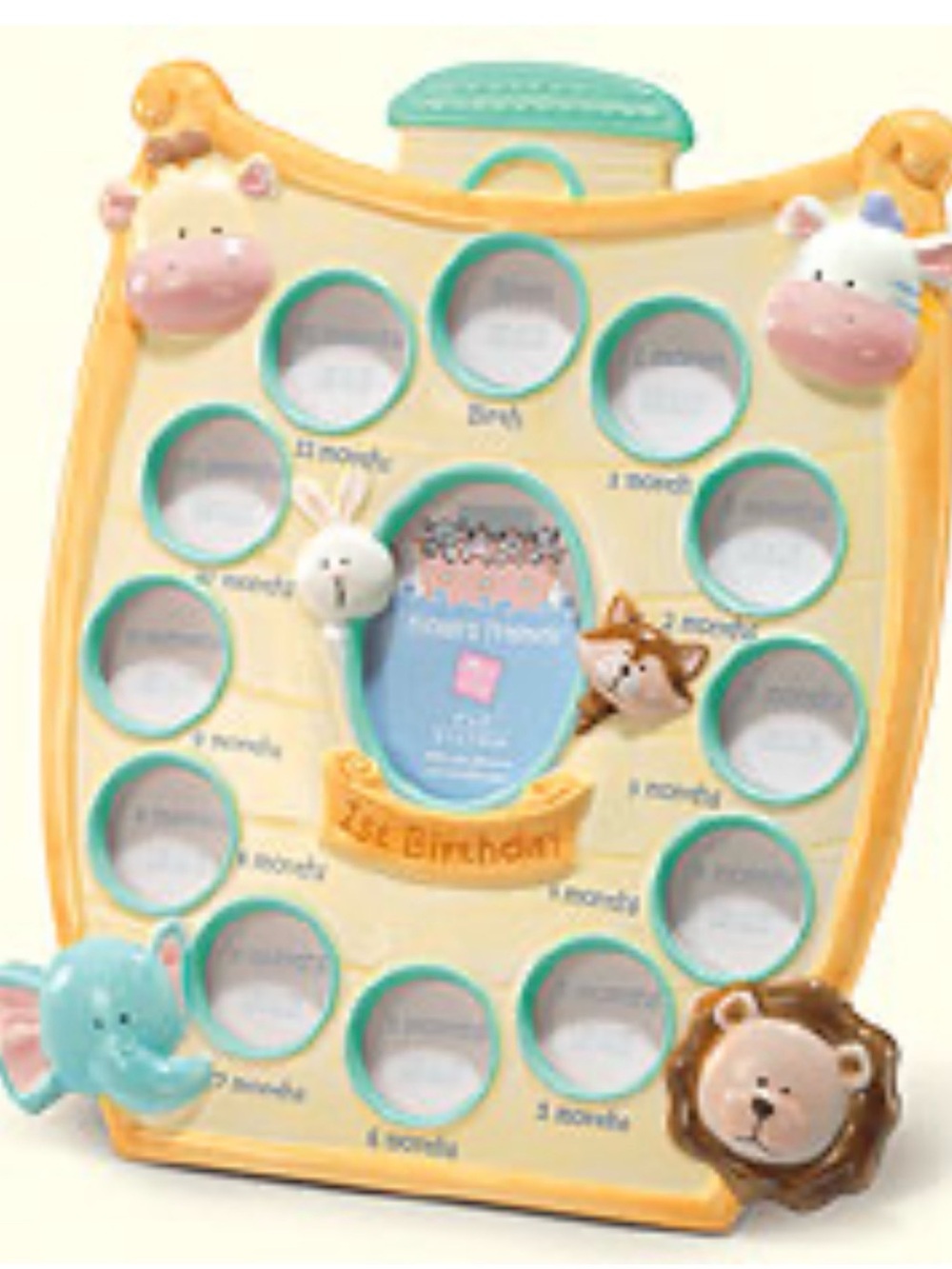 Russ Noah’s Friends 1st Year Photo Frame with Pastel Animal Accents